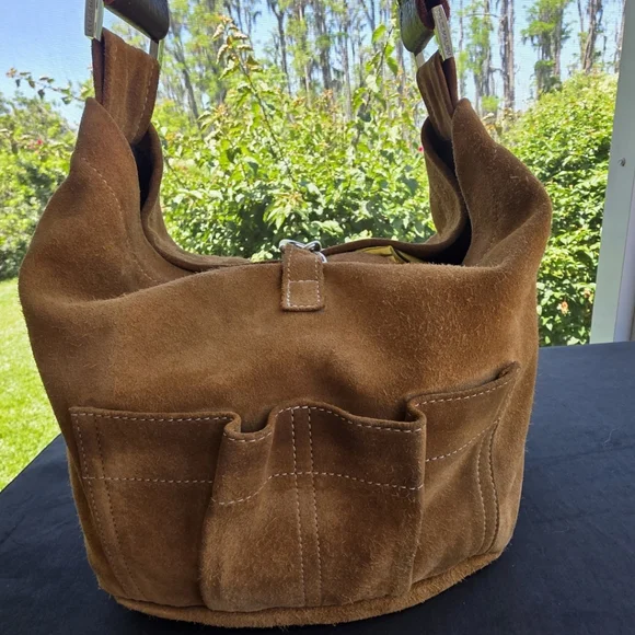 Y2K Boho Chic Vintage Tylie Malibu Suede Hobo Bag w/ Crystal Strap - Picture 7 of 8